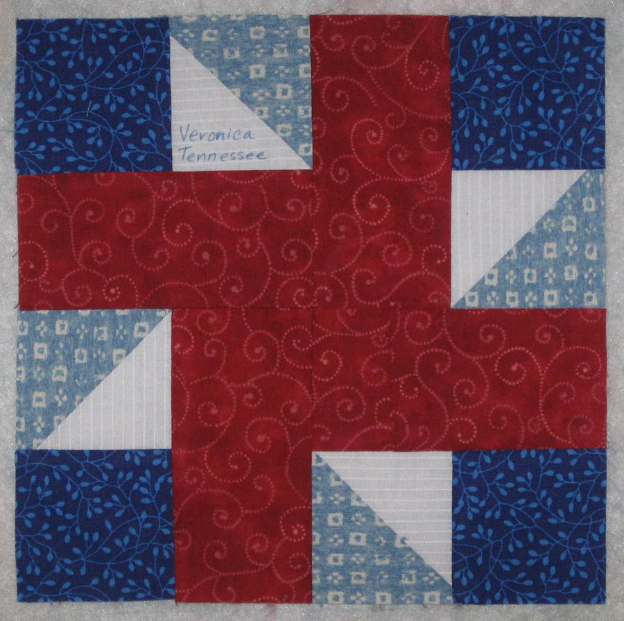 Choo Choo Quilters Quilts of Valor 10th Anniversary quilt block