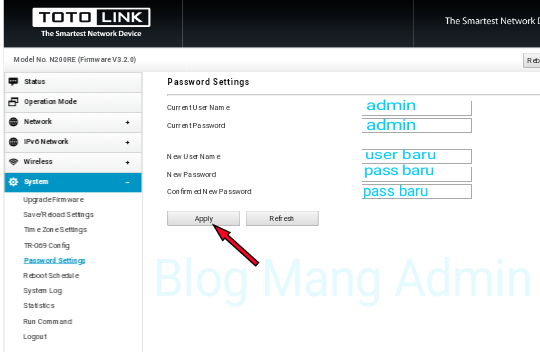 Cara Mengganti UserName dan Password Login Bawaan Totolink N200re Cara Mengganti UserName dan Password Login Bawaan Totolink N200re