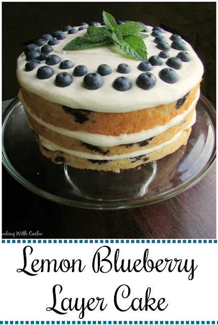 Three layers of luscious lemon cake dotted with blueberries sandwiching cream cheese frosting for an out of this world dessert experience.