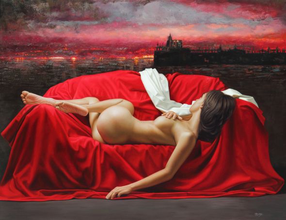Omar Ortiz pinturas hiper-realistas mulheres sensuais seminuas