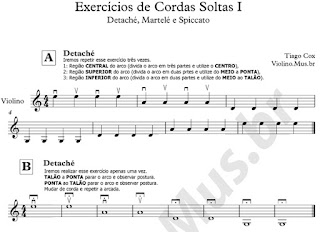Exercícios de Cordas Soltas - Detaché - Martelé - Spiccato