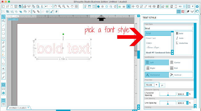 silhouette studio font style tool text tool beginner cameo tutorial