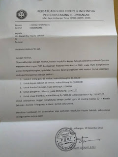 Surat Edaran Himbauan Operator Sekolah Dalam Pengerjaan PMP Cair ( PGRI )