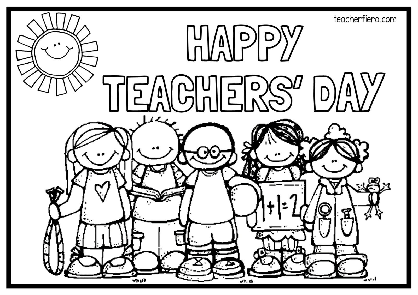 teachers day card coloring pages for kids - photo #12