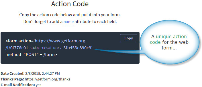A web form HTML markup