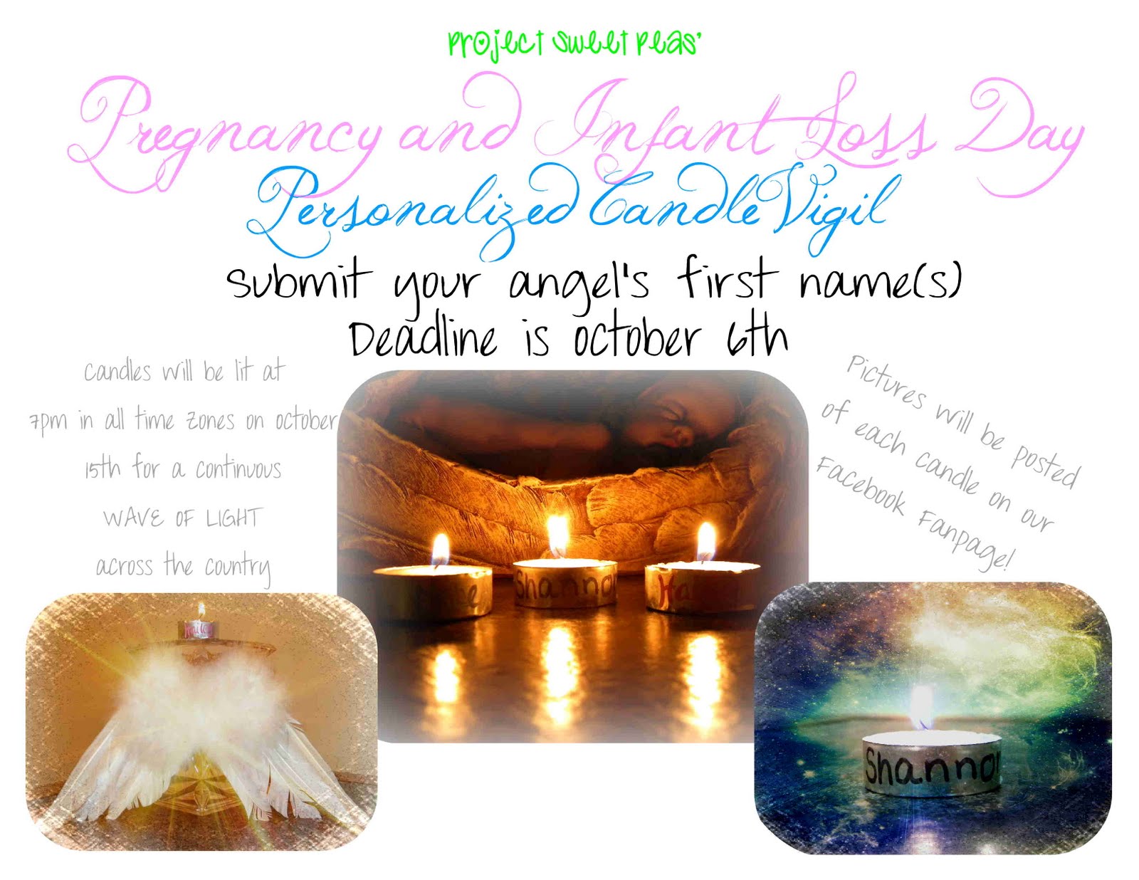 Pregnancy and Infant Loss Day Personalized Candle Vigil Project Sweet