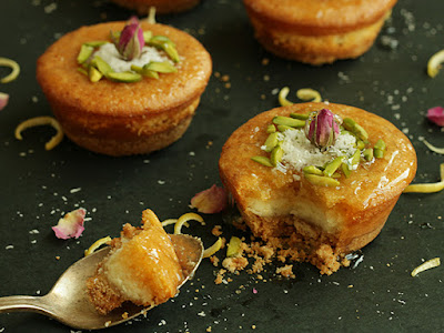 Basbousah Cheesecake Recipe Grease cheesecake molds with removable bottom with butter Basbousah Cheesecake Recipe