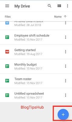 google drive plus icon for upoading files