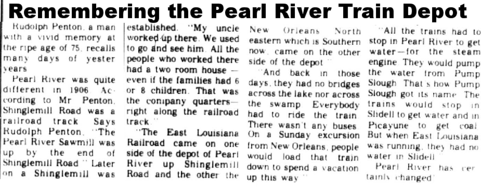 Tammany Family Pearl River Train Station