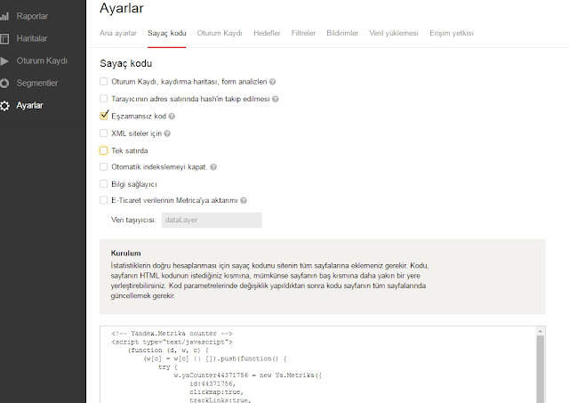 yandex sayaç kodu metrica sayaç kodu nasıl eklenir