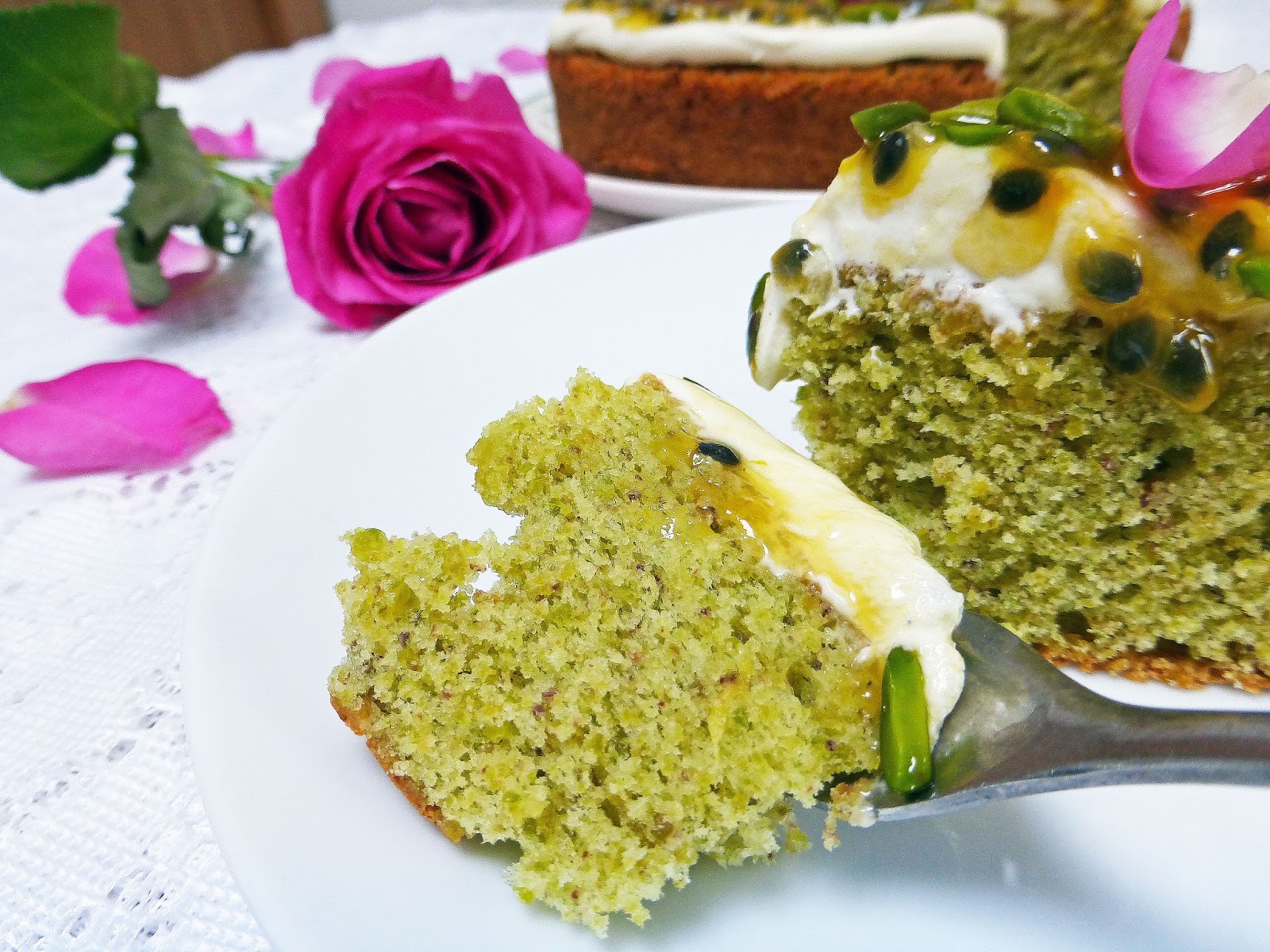 Pistachio Cake with Mascarpone and Passion Fruit Recipe