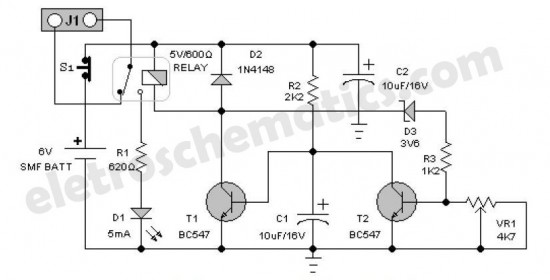 emergency light battery guard circuit diagram schematic