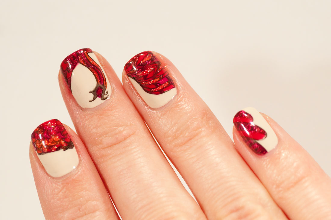 31 Day Challenge : Day 24, Inspired by a Book - Harry Potter Hawkes Phoenix nails