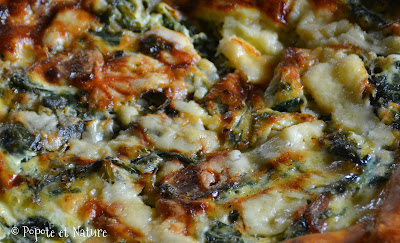 Tarte aux fanes de radis, à l'ail et au cheddar © Popote et Nature Tarte aux fanes de radis, à l'ail et au cheddar © Popote et Nature
