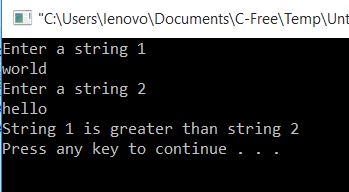 All C Programs: Program 92:Compare two strings