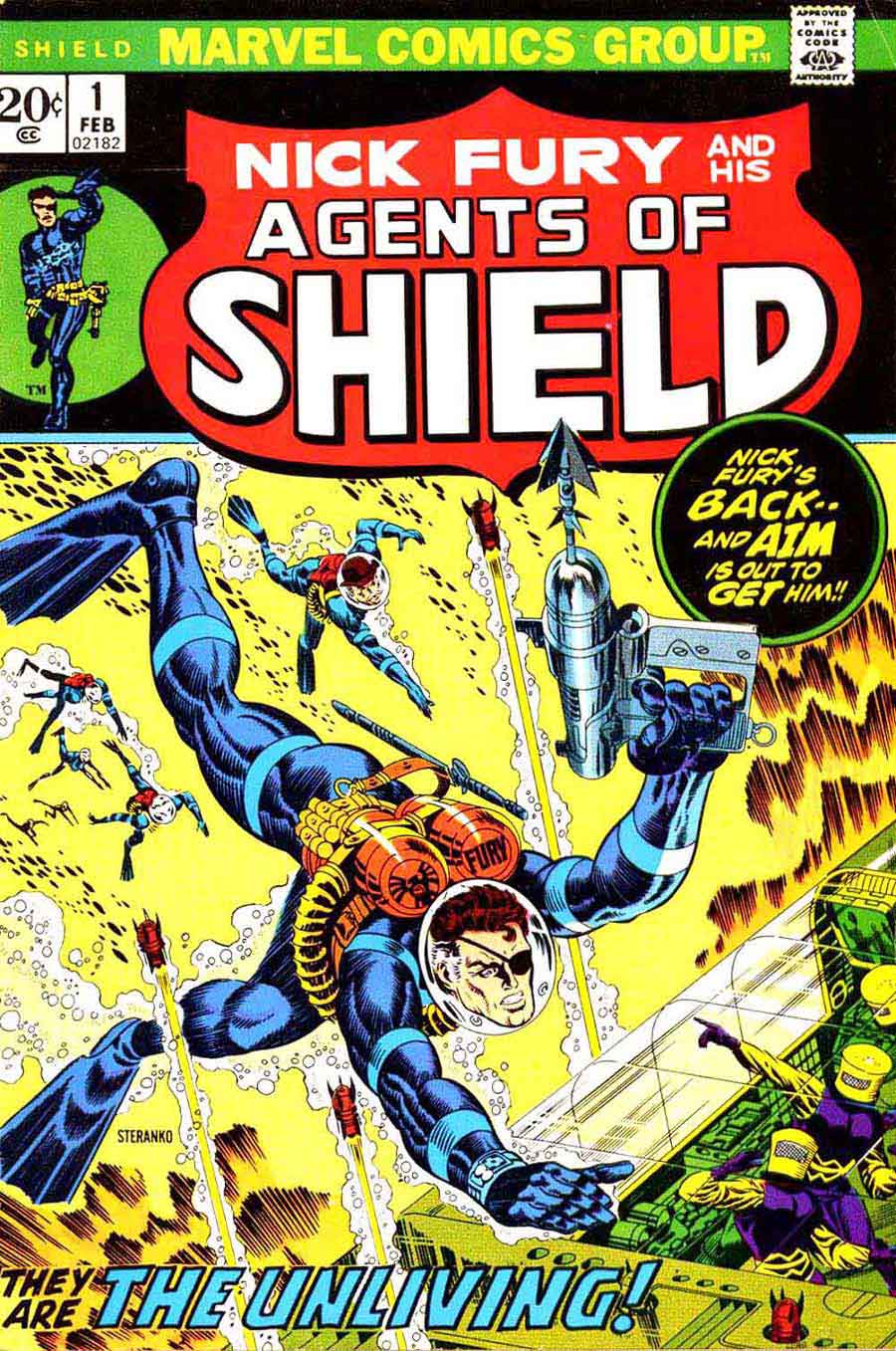 Shield v1 #1 marvel bronze age comic book cover art by Jim Steranko Shield v1 #1 marvel bronze age comic book cover art by Jim Steranko