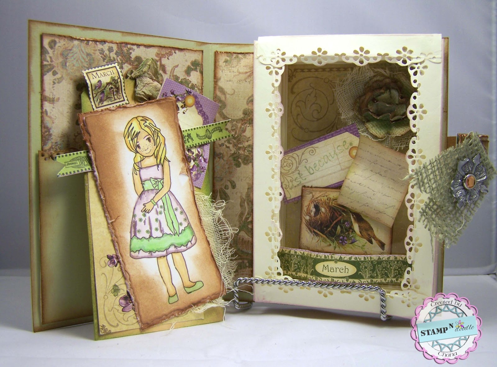 Redora Lee Designs A Lady's Shadow Box Book Card StampN Doodle