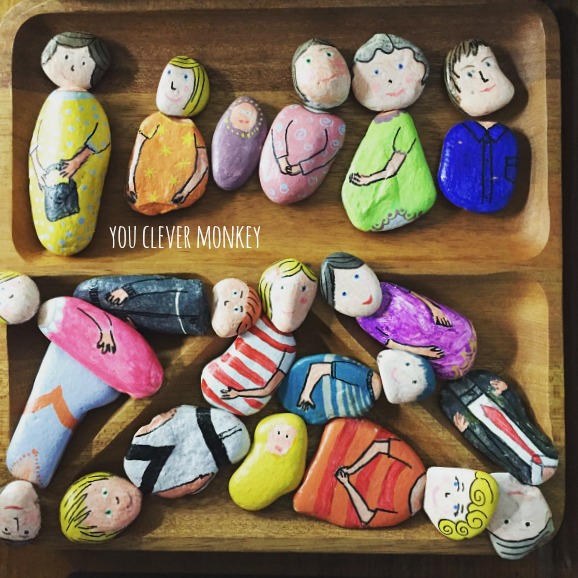Three different handmade rock projects - perfect for play!  Find out how to make your own farm-themed story stones, mix and match people and fairy stones and why allowing our children to play with these things is important for their development | you clever monkey