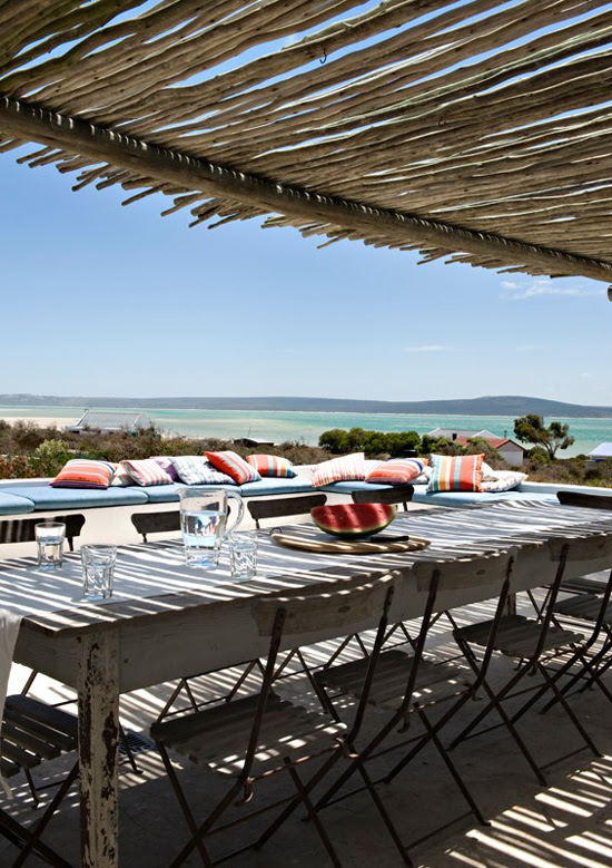 Safari Fusion blog | Beach living | Al fresco dining with water views at Scrimshaw beach cottage Churchhaven, South Africa