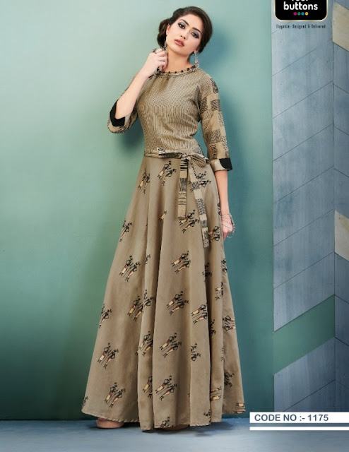 Four Button Hazel Indo Western Party wear Gown and kurtis