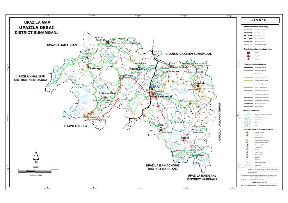 Derai Upazila Map Sunamganj District Bangladesh