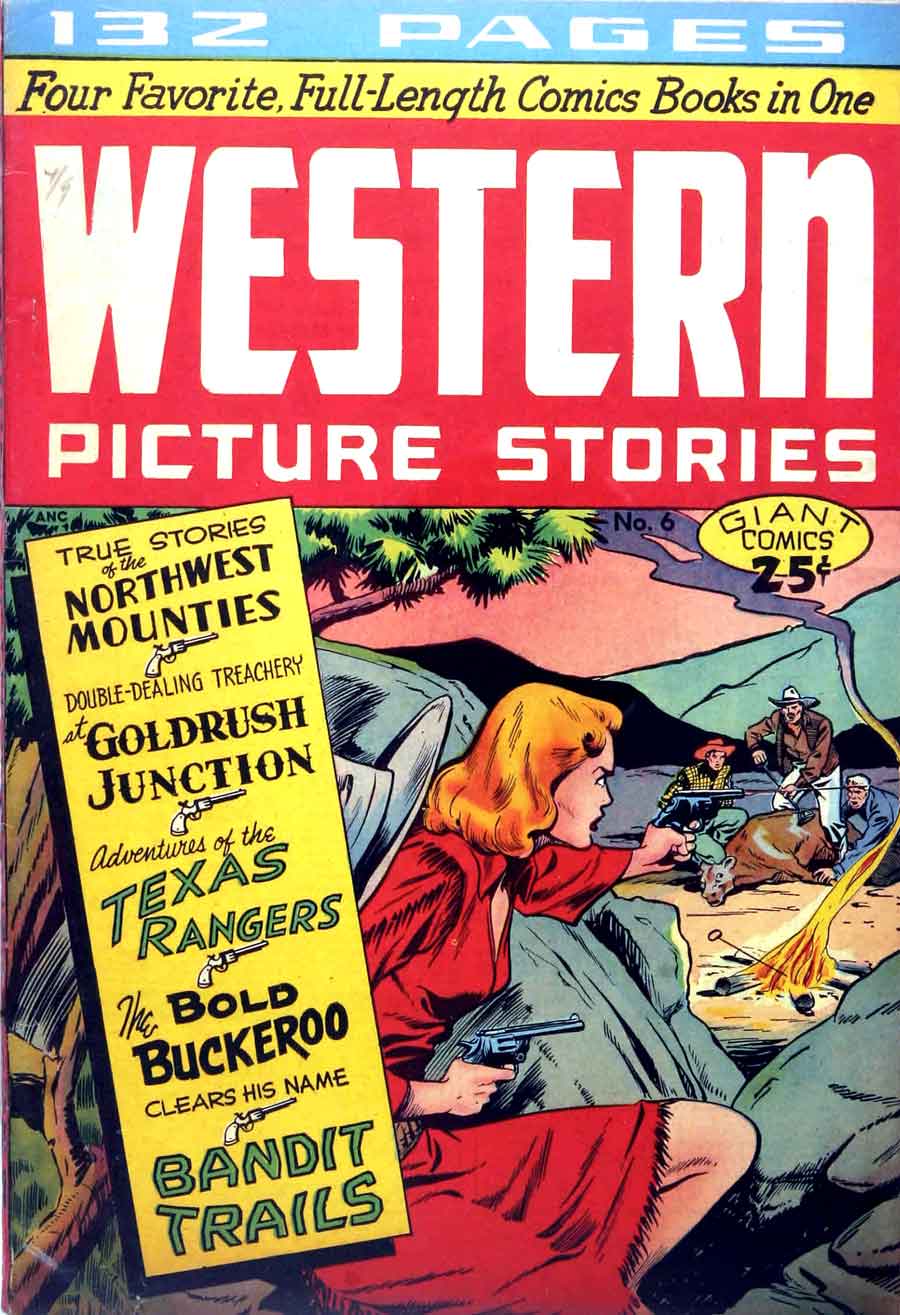Matt Baker cover - Western Picture Stories / Giant Comics Editions #6 Matt Baker golden age 1940s st john comic book cover - Western Picture Stories / Giant Comics Editions #6