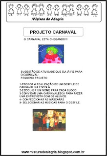 Carnaval Projeto Carnaval alfabetização