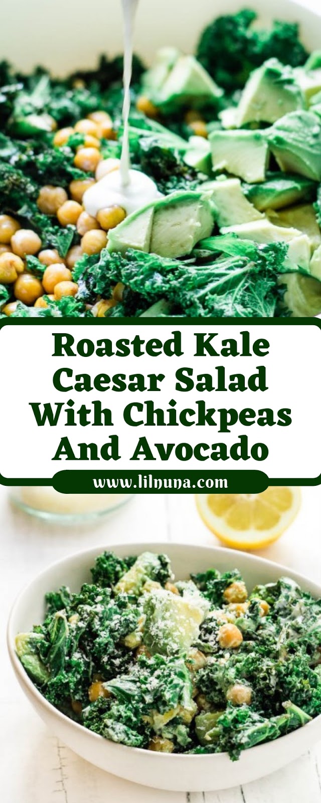 Roasted Kale Caesar Salad With Chickpeas And Avocado