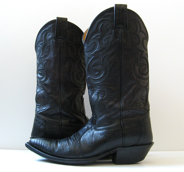 NOCONA BLACK LIZARD LEATHER COWBOY COWGIRL BOOTS WOMENS SIZE 7