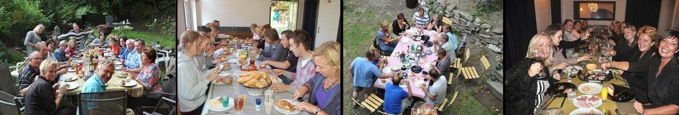 Gezellig aan tafel bij Le Barrage met familie en vrienden Gezellig aan tafel bij Le Barrage met familie en vrienden