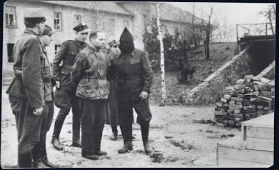 Rudolf Höss walking to the gallows next to the crematorium in the Nazi death camp of Auschwitz Birkenau in Poland. Rudolf Höss walking to the gallows next to the crematorium in the Nazi death camp of Auschwitz Birkenau in Poland.