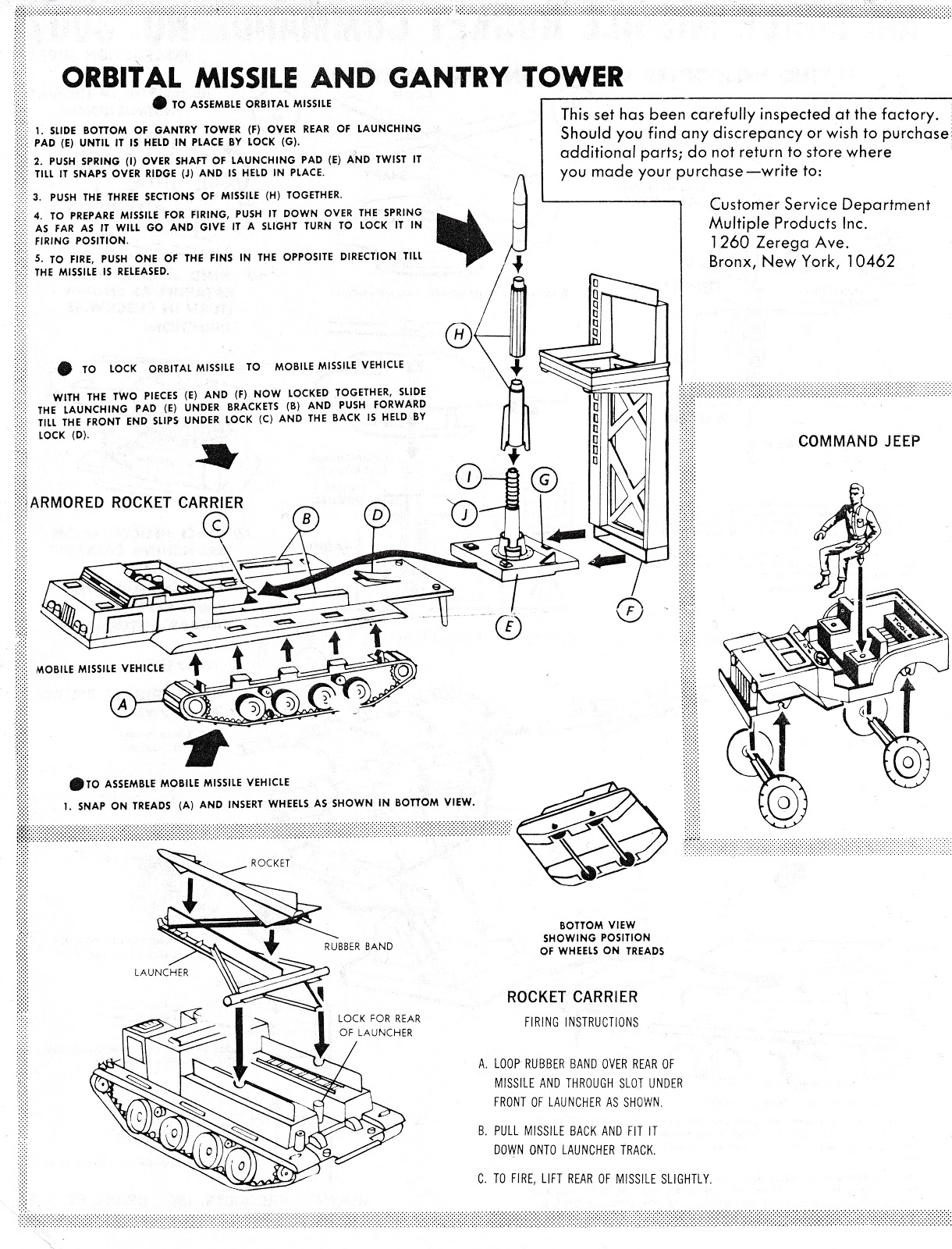 MPC Air Force Missile Rocket Command Playset Number 3007 Instruction Sheets Marx