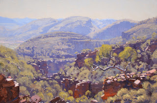 Warwick Fuller painting - Rugged Gulley Bathed in Light