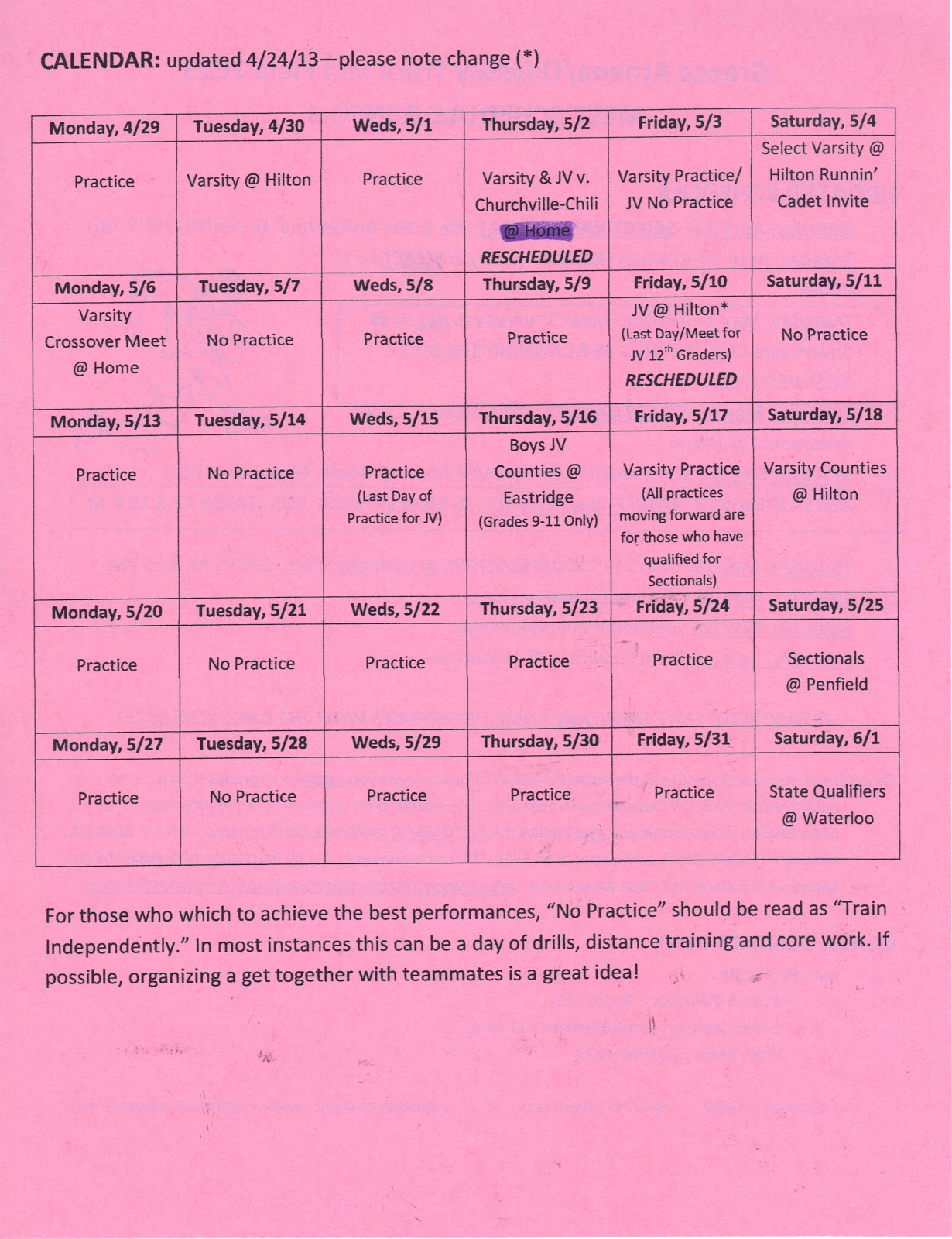Athena Trojan Track & Field: Updated Season Schedule