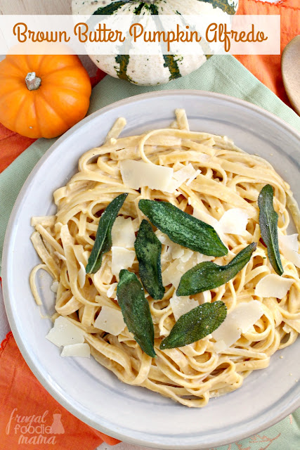 This creamy & decadent Brown Butter Pumpkin Alfredo sauce with fettuccine is perfect fall comfort food.