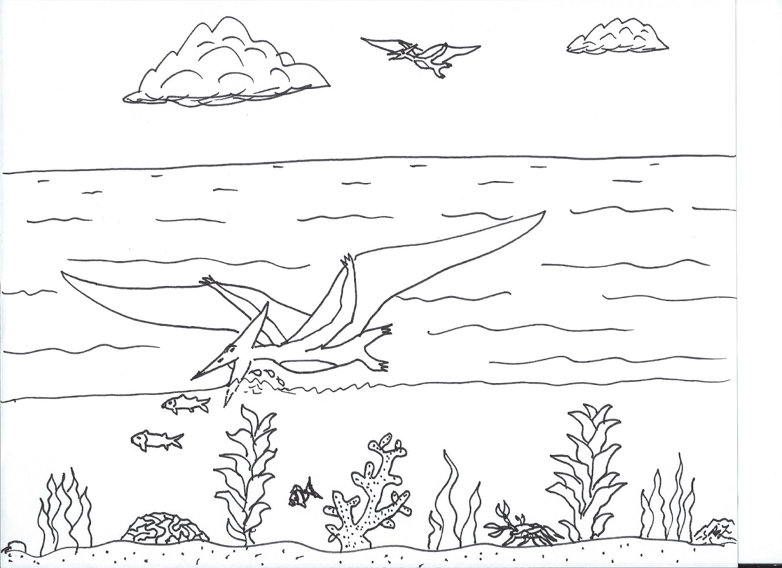 Robin's Great Coloring Pages: Pteranodon Chick on a Ledge and other