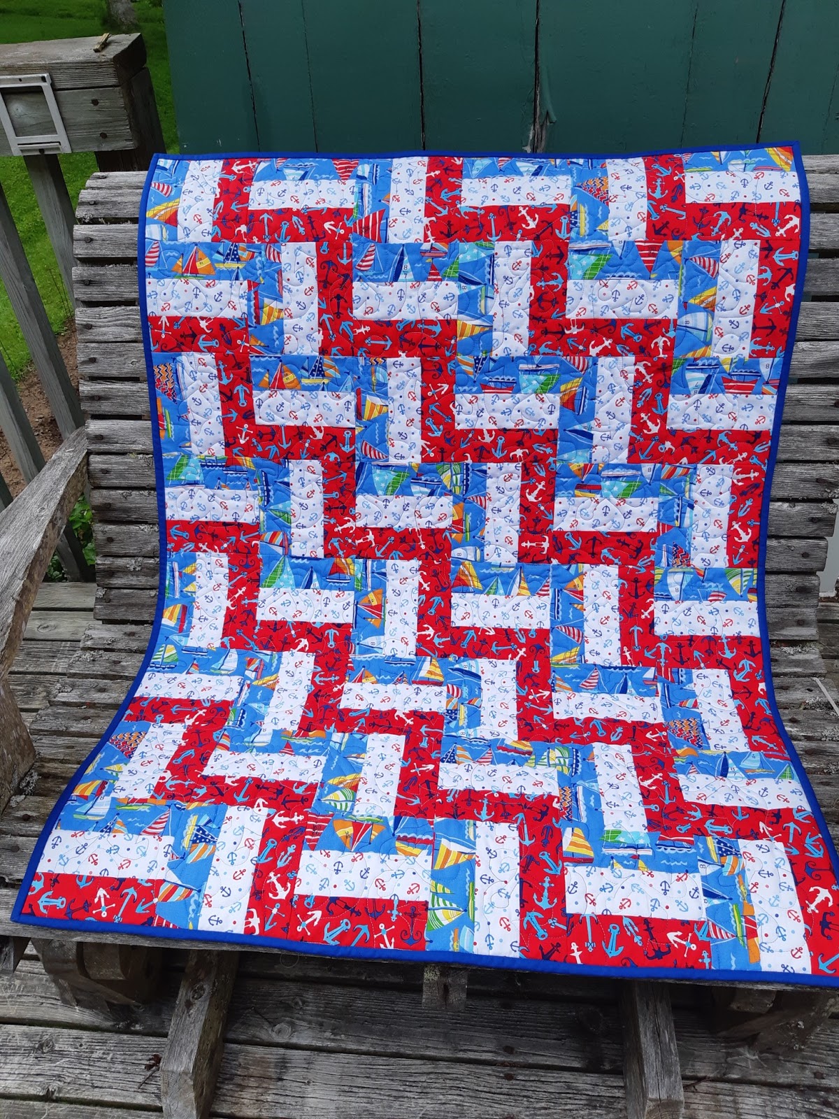 AlliKat Quilts Finished Nautical Baby Quilt with Gift Bag