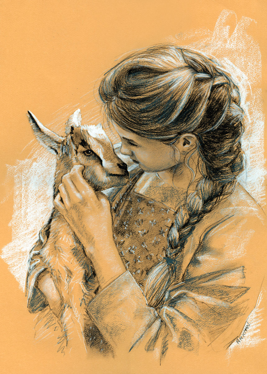 Rita Kirkman's Daily Paintings The Girl and the Goat Study 2