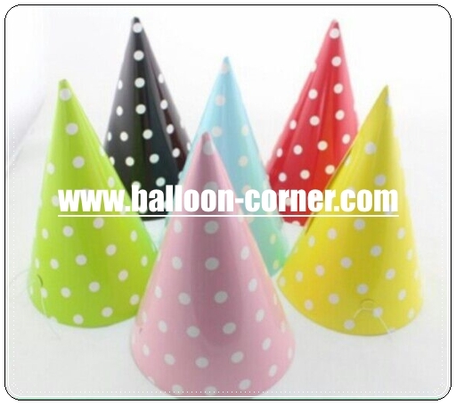 topi ulang tahun kerucut motif polkadot balloon corner topi ulang tahun kerucut motif polkadot balloon corner