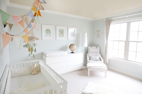 Nursery Decor And We Don T Know If It S A Or Boy I Like How This Bunting Is Used Over The Window From Restoration Hardware Baby Child