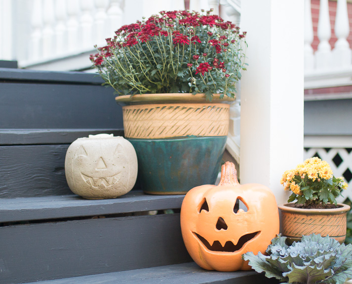 Hand Painted Concrete Pumpkin Planter Jack-O-Lantern Halloween Thanksgiving#1038 