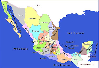 Map of Mexico States Regional