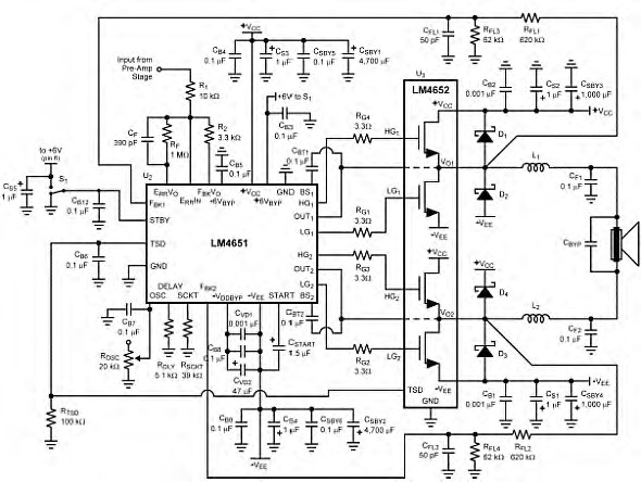 LM4651 and LM4652 170W power amplifier
