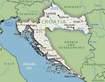 virovitica karta hrvatske Maps of Croatia Region City Political Physical virovitica karta hrvatske
