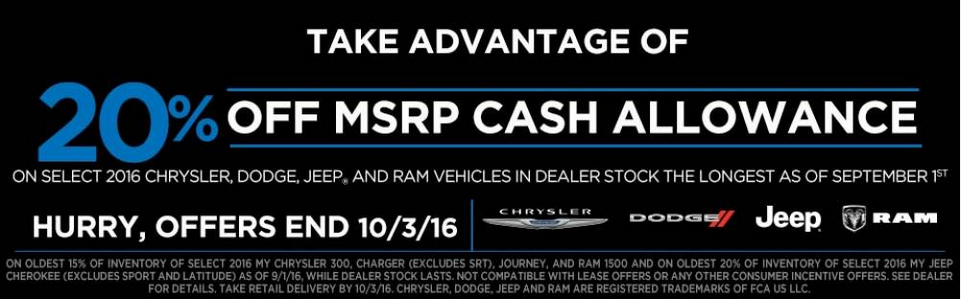 Findlay Chrysler Jeep Dodge Ram: Limited Time Offer!