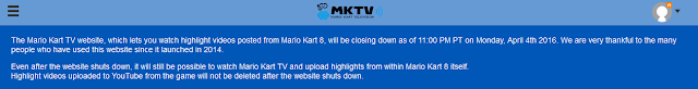 Mario Kart TV shuts down Mario Kart TV closing website 8 videos