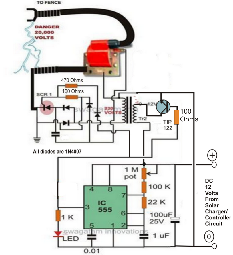 Make this Solar Powered Fence Charger Circuit - Electronic Circuit 