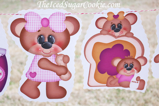 Peanut Butter And Jelly Sandwich DIY Birthday Party-Teddy Bear Picnic Birthday Party Banner Flag Bunting Garland Peanut Butter And Jelly Sandwich DIY Birthday Party-Teddy Bear Picnic Birthday Party Banner Flag Bunting Garland