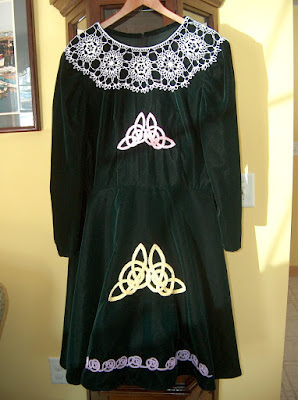 Chain Stitch embroidery on Irish Step Dancing Dress