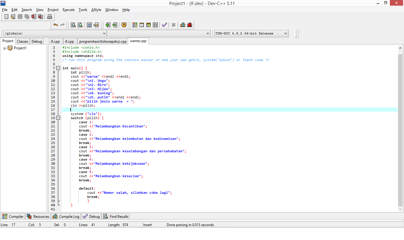 Penggunaan dan Contoh Program Switch Case C++ ~ BelajarTeknologi